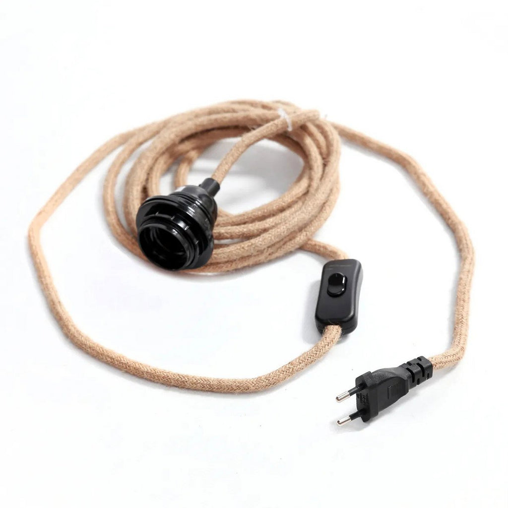 Fitting Lampen Jute - Naturel Zwart