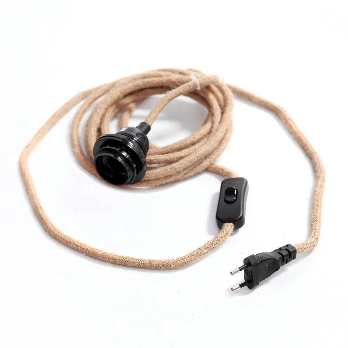 Fitting Lampen Jute - Naturel Zwart