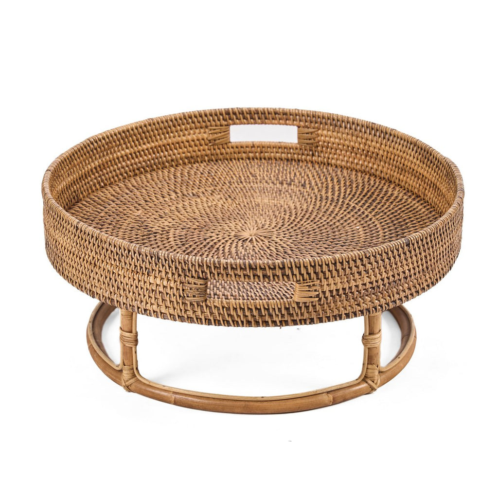 De Rattan Rise Tray - Natuurlijk bruin