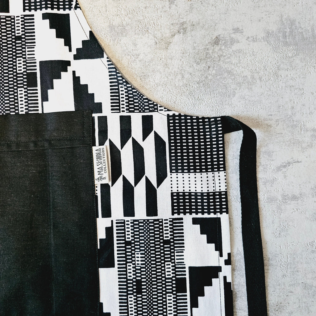 Handmade Kente Bogolan Print | African Print Apron with Pocket