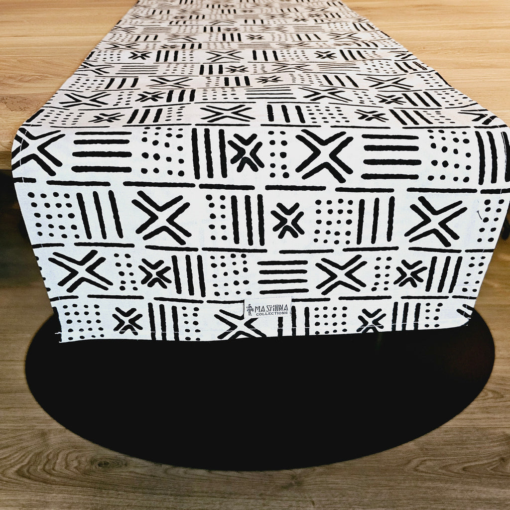 Handmade Table Runner 160x35cm | 180x35 | 200x35cm | African Print "Mudcloth" Bogolan Inspired Print  Made from 100% African Print Fabric
