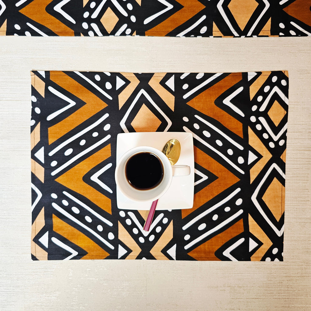 Table Runner and Set of 4 Placemats | 100% Cotton African Print Fabric