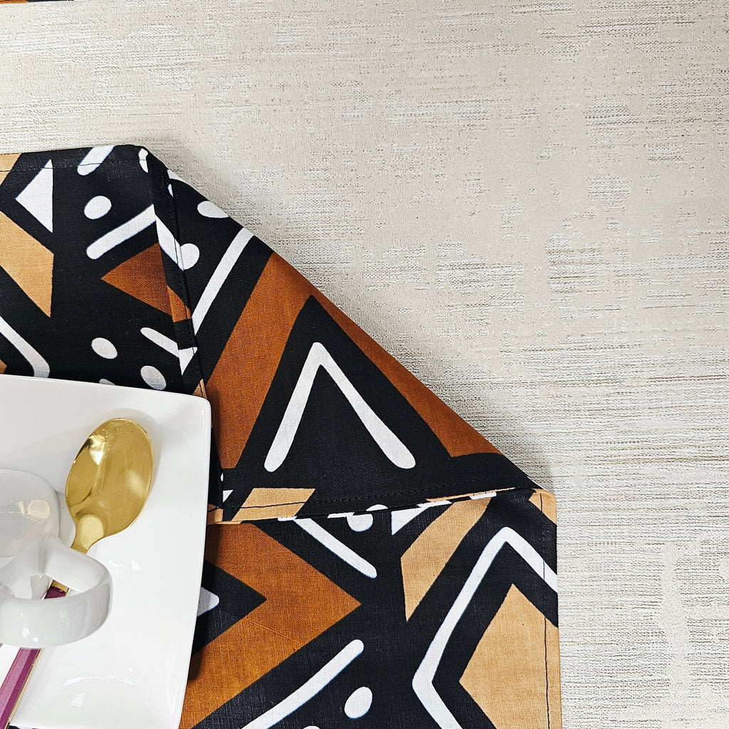 Table Runner and Set of 4 Placemats | 100% Cotton African Print Fabric