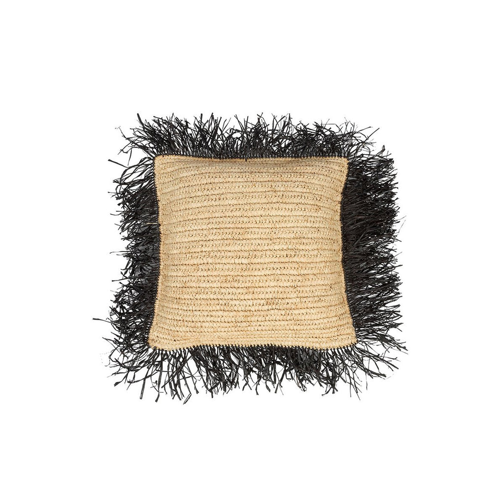 De Raffia Kussenhoes Vierkant - Naturel Zwart - 40x40