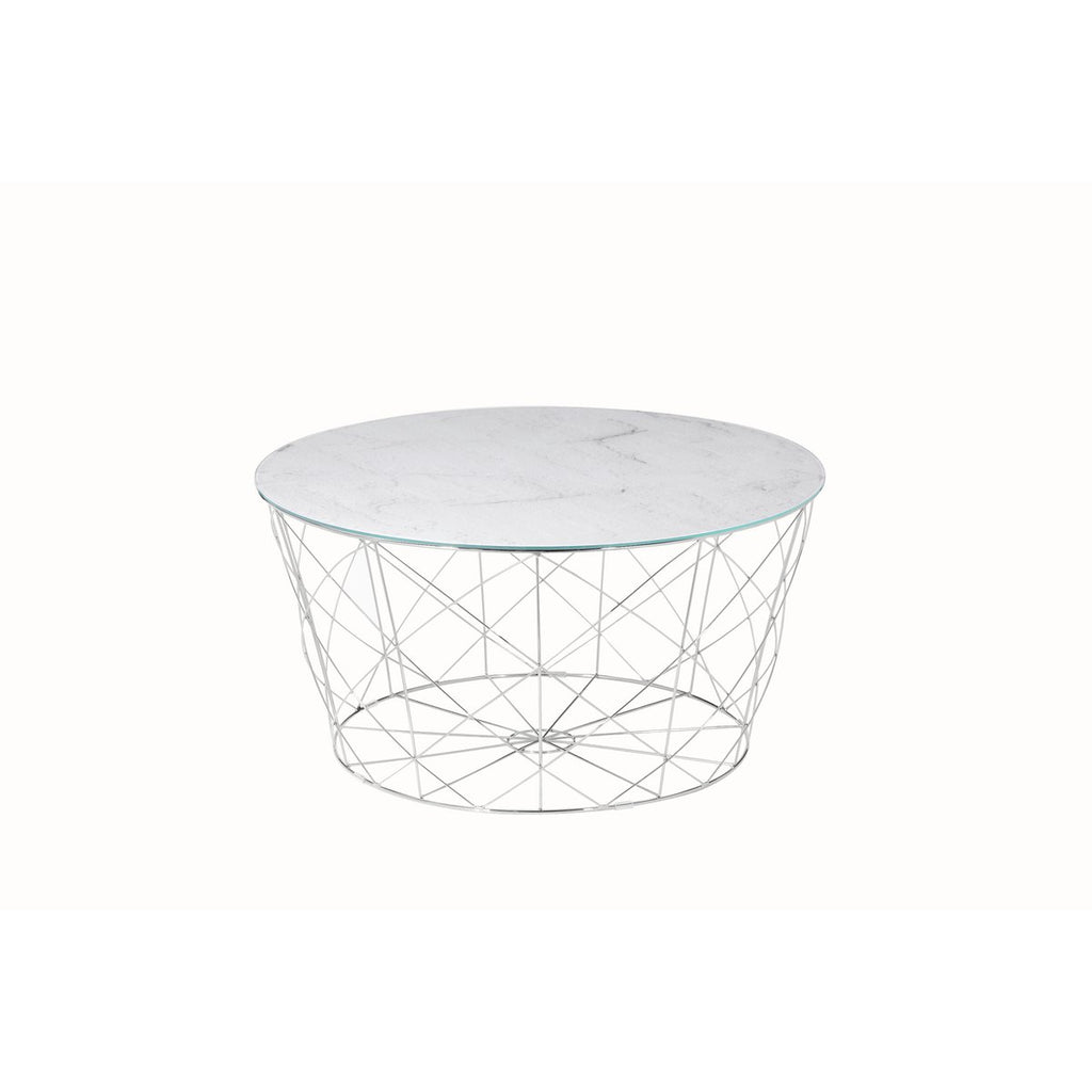 Salontafel met metalen mand Ø 80 cm