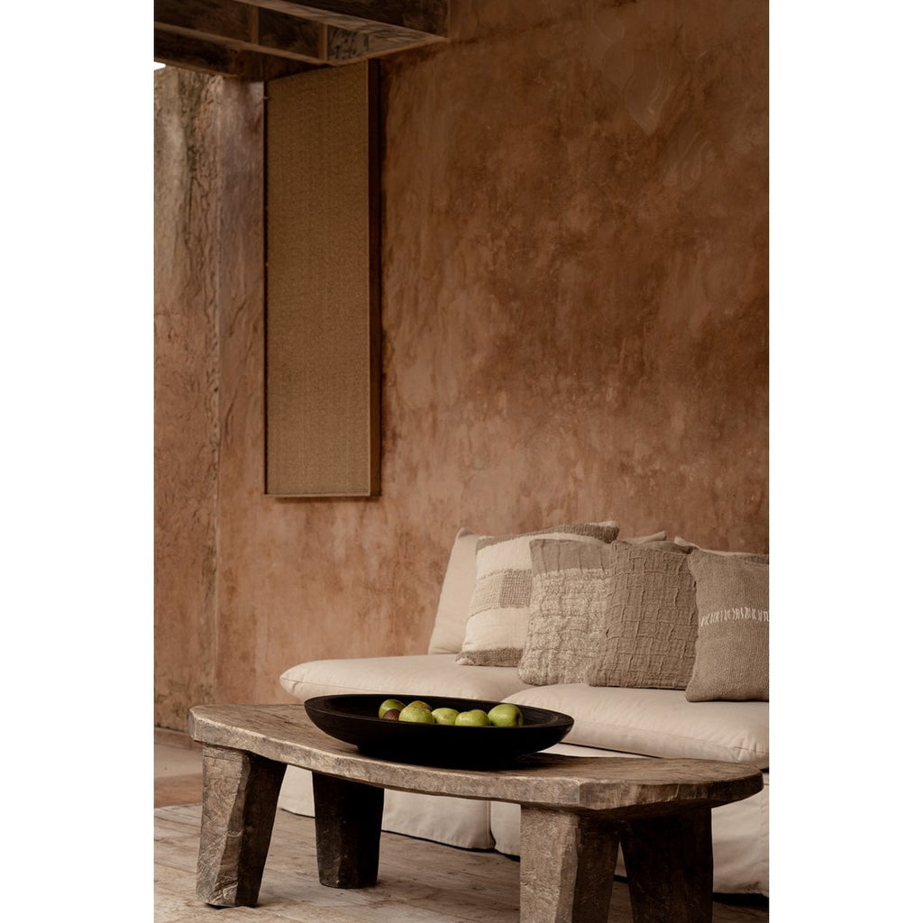 De linnen Damier kussenhoes - naturel