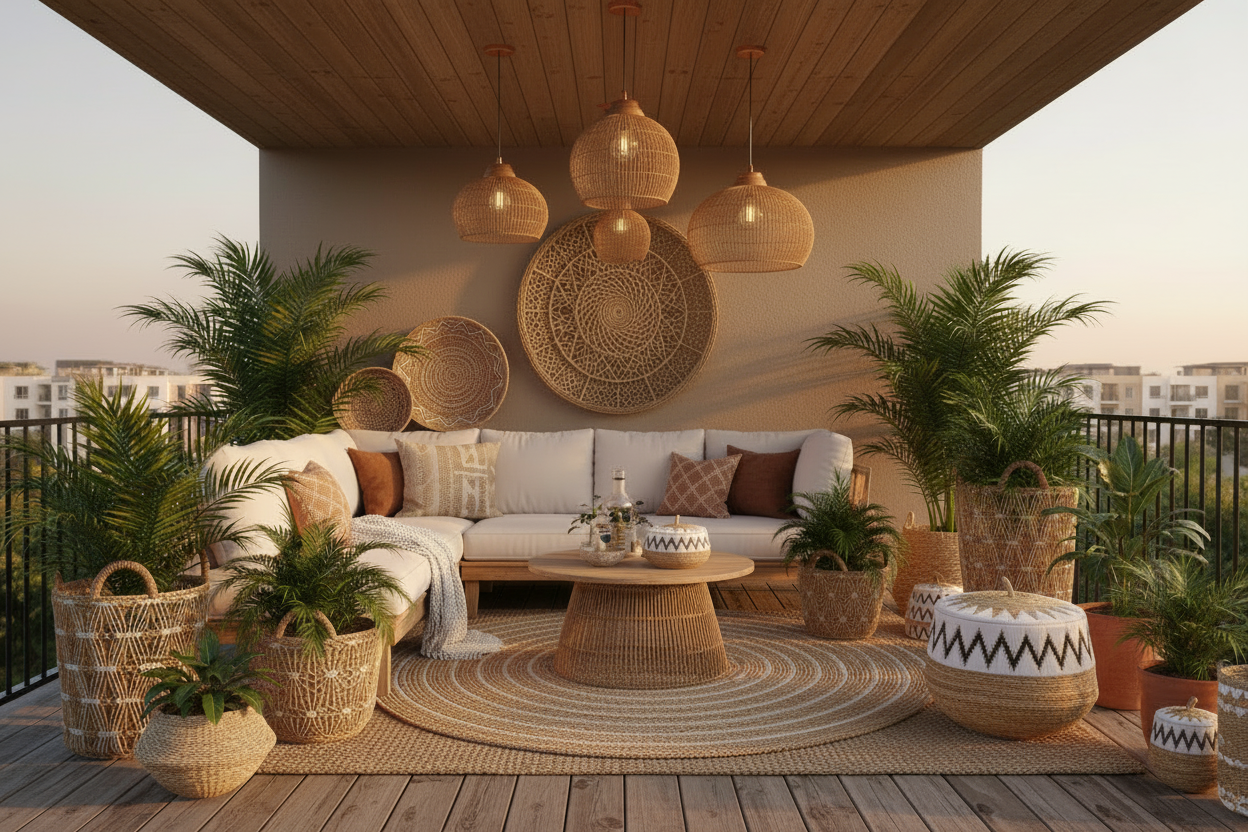 Boho terras met producten