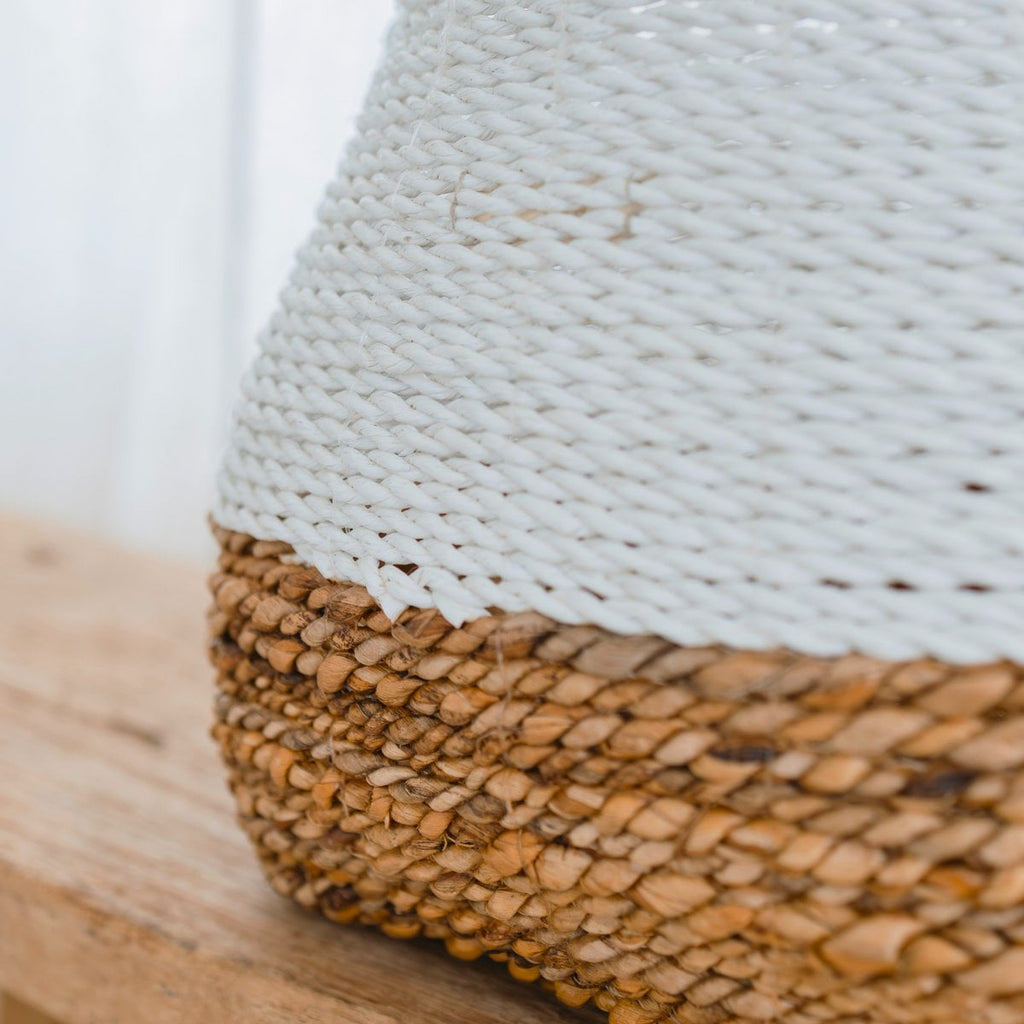 Woven Storage Basket White – Boho Decorative Basket – Square Laundry Basket – Shelf Basket Made of Banana Fibre MAJALENGKA white (3 sizes)