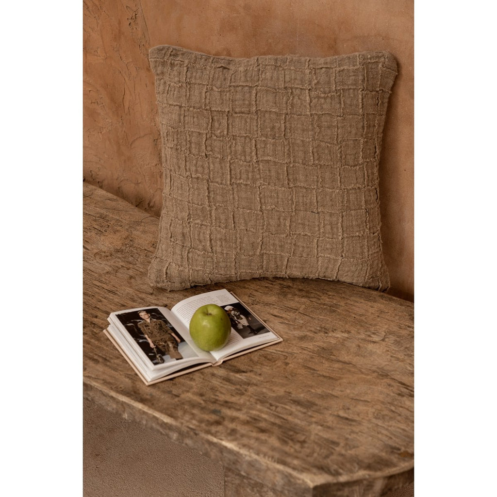 De linnen Damier kussenhoes - naturel