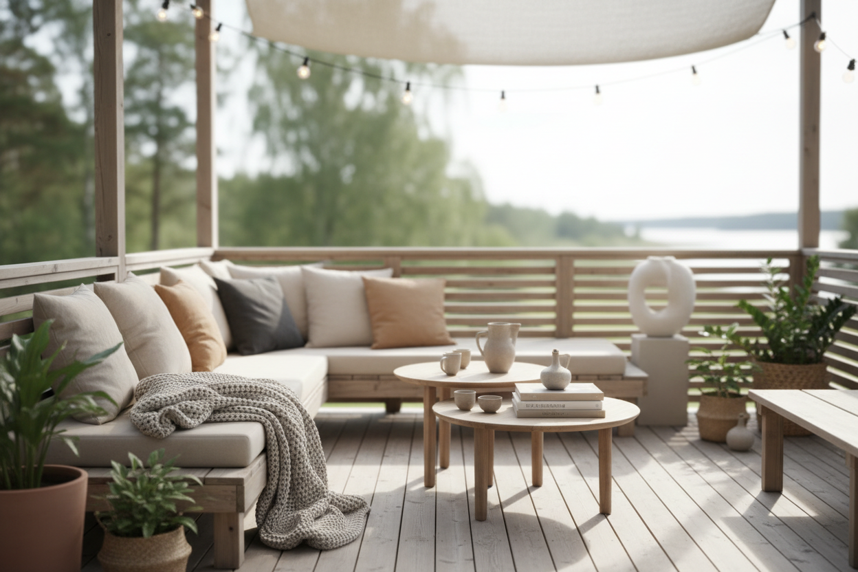 Scandinavian terrace with soft blur